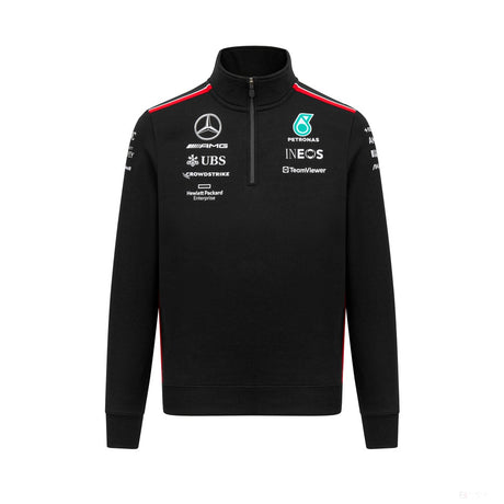 Mercedes Team 1/4 Zip Sweatshirt, Black, 2023 - FansBRANDS®